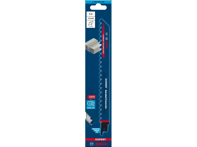 List Bosch za sabljasto žago EXPERT ‘Aerated Concrete’ S 1141 HM, 225mm, 3TPI, za beton, opeka, 2608900408